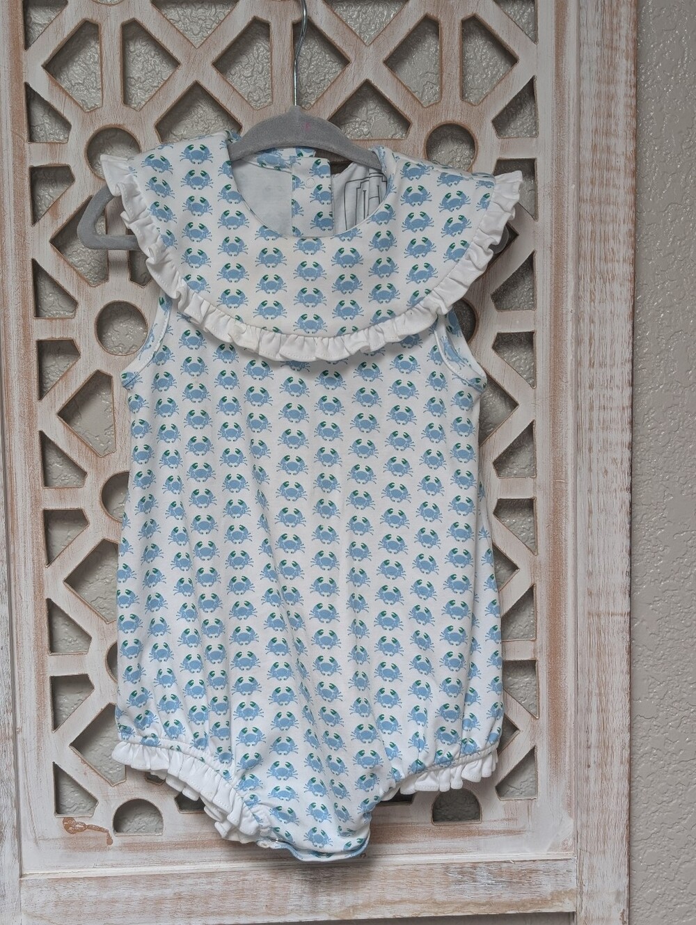 Lila and Hayes Baby Girl 18-24 mos romper "Cool Crabs" pima cotton ruffles soft